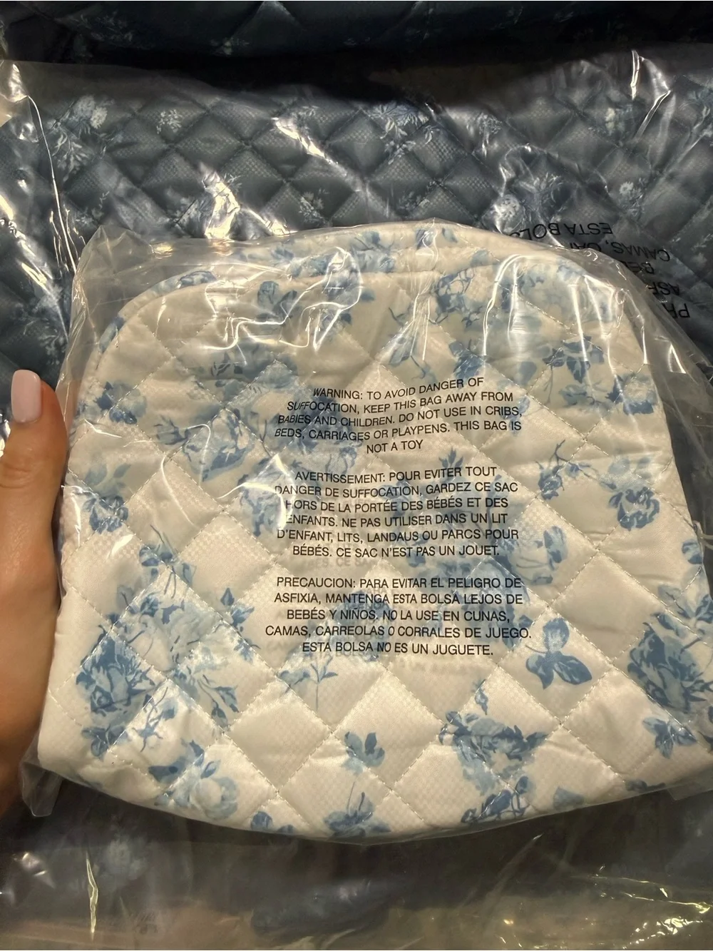 NWT Oliver Thomas KST Cosmetic Case Medium Denim Floral Blue